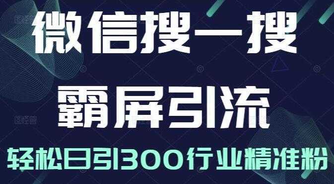 《微信搜一搜霸屏引流课》被动精准引流，轻松日引300行业精准粉-皓哥创业笔记