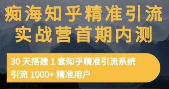 痴海知乎精准引流实战营1-2期，30天搭建1套知乎精准引流系统，引流1000+精准用户-皓哥创业笔记