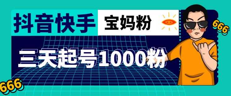 抖音快手三天起号涨粉1000宝妈粉丝的核心方法【详细玩法教程】-皓哥创业笔记