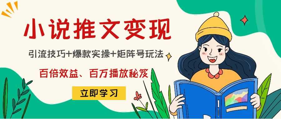 小说推文训练营：引流技巧+爆款实操+矩阵号玩法，百倍效益、百万播放秘笈-皓哥创业笔记