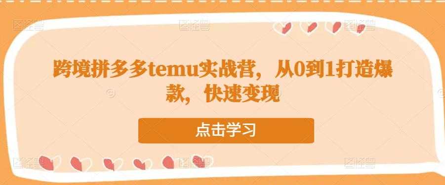 跨境拼多多temu实战营，从0到1打造爆款，快速变现-皓哥创业笔记