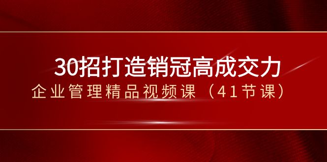 （8477期）30招-打造销冠高成交力-企业管理精品视频课（41节课）-皓哥创业笔记