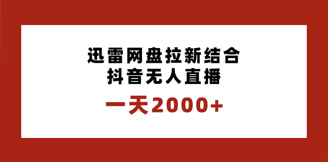 （8551期）一天2000+迅雷网盘拉新结合抖音无人直播，独创玩法保姆级教学-皓哥创业笔记