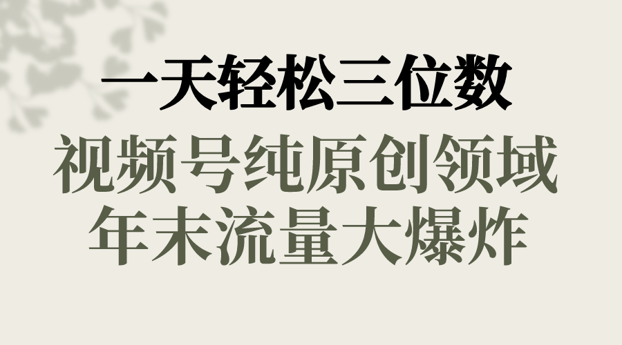 （8647期）一天轻松三位数，视频号纯原创领域，春节童子送祝福，年末流量大爆炸，-皓哥创业笔记