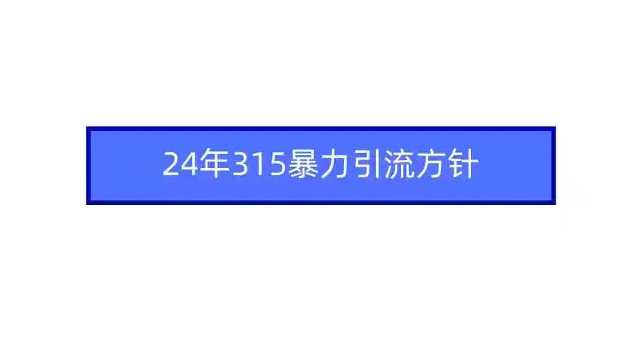 （9398期）2024年315暴力引流方针-皓哥创业笔记