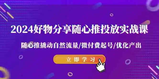 （9030期）2024好物分享-随心推投放实战课 随心推撬动自然流量/微付费起号/优化产出-皓哥创业笔记