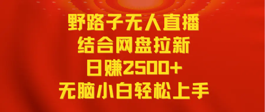 （9025期）无人直播野路子结合网盘拉新，日赚2500+多平台变现，小白无脑轻松上手操作-皓哥创业笔记