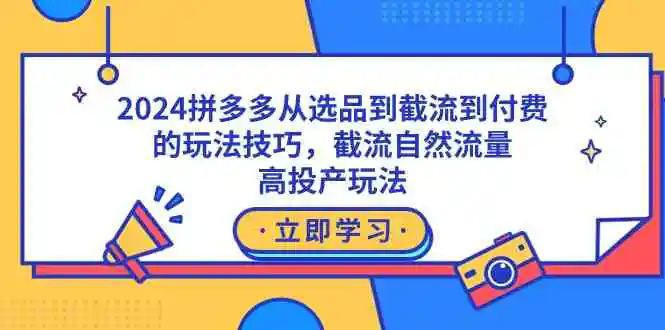 （9037期）2024拼多多从选品到截流到付费的玩法技巧，截流自然流量玩法，高投产玩法-皓哥创业笔记