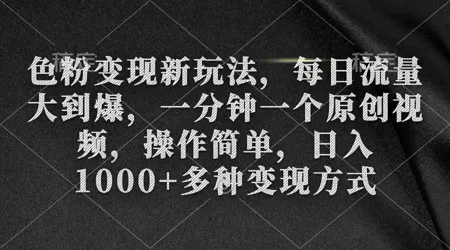 （9282期）色粉变现新玩法，每日流量大到爆，一分钟一个原创视频，操作简单，日入1…-皓哥创业笔记