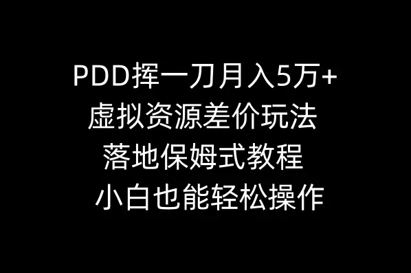 （8849期）PDD挥一刀月入5万+，虚拟资源差价玩法，落地保姆式教程，小白也能轻松操作-皓哥创业笔记