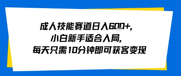 成人技能赛道日入多张，小白新手适合入局，每天只需10分钟即可获客变现-皓哥创业笔记