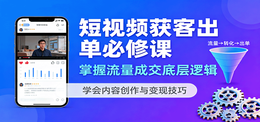 短视频获客出单必修课：掌握流量成交底层逻辑，学会内容创作与变现技巧-皓哥创业笔记