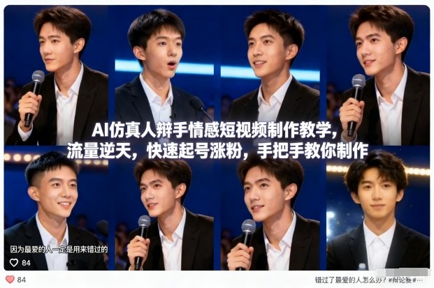 AI仿真人辩手情感短视频制作教学，流量逆天，快速起号涨粉，手把手教你制作-皓哥创业笔记