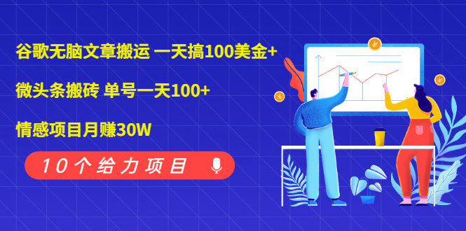 (1976期)谷歌无脑文章搬运 一天搞100美金+微头条搬砖 单号一天100+情感项目月赚30W