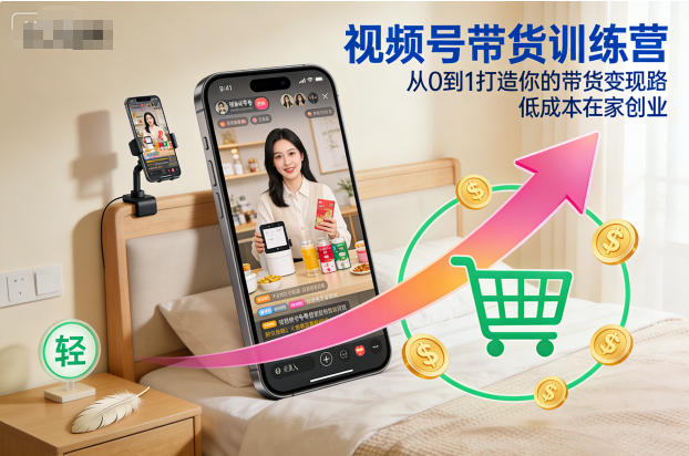 视频号带货训练营，从0到1打造你的带货变现路，低成本在家创业-皓哥创业笔记