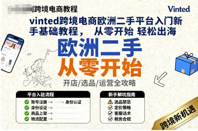 vinted跨境电商欧洲二手平台入门新手基础教程,从零开始轻松出海-皓哥创业笔记