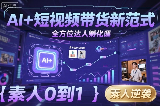 AI+短视频带货新范式全方位达人孵化课，素人也可以从0到1，全方位认知短视频带货-皓哥创业笔记