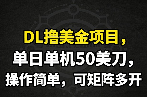 DL撸美金项目，单日单机50美刀，操作简单，可矩阵多开-皓哥创业笔记