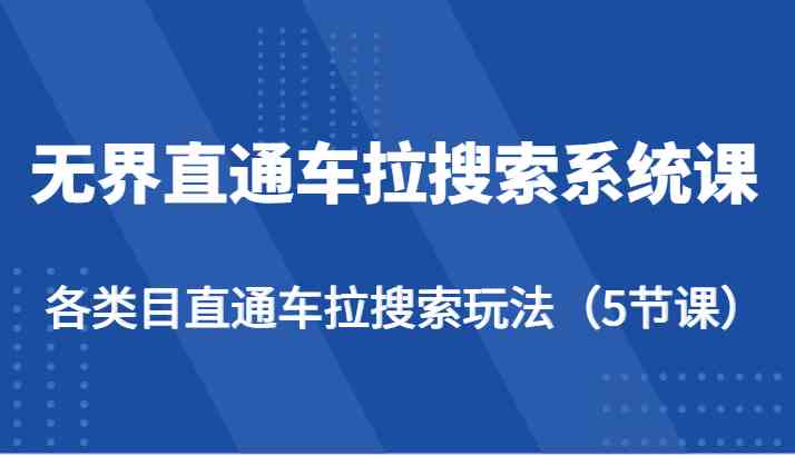 无界直通车拉搜索系统课-各类目直通车拉搜索玩法（5节课）-皓哥创业笔记