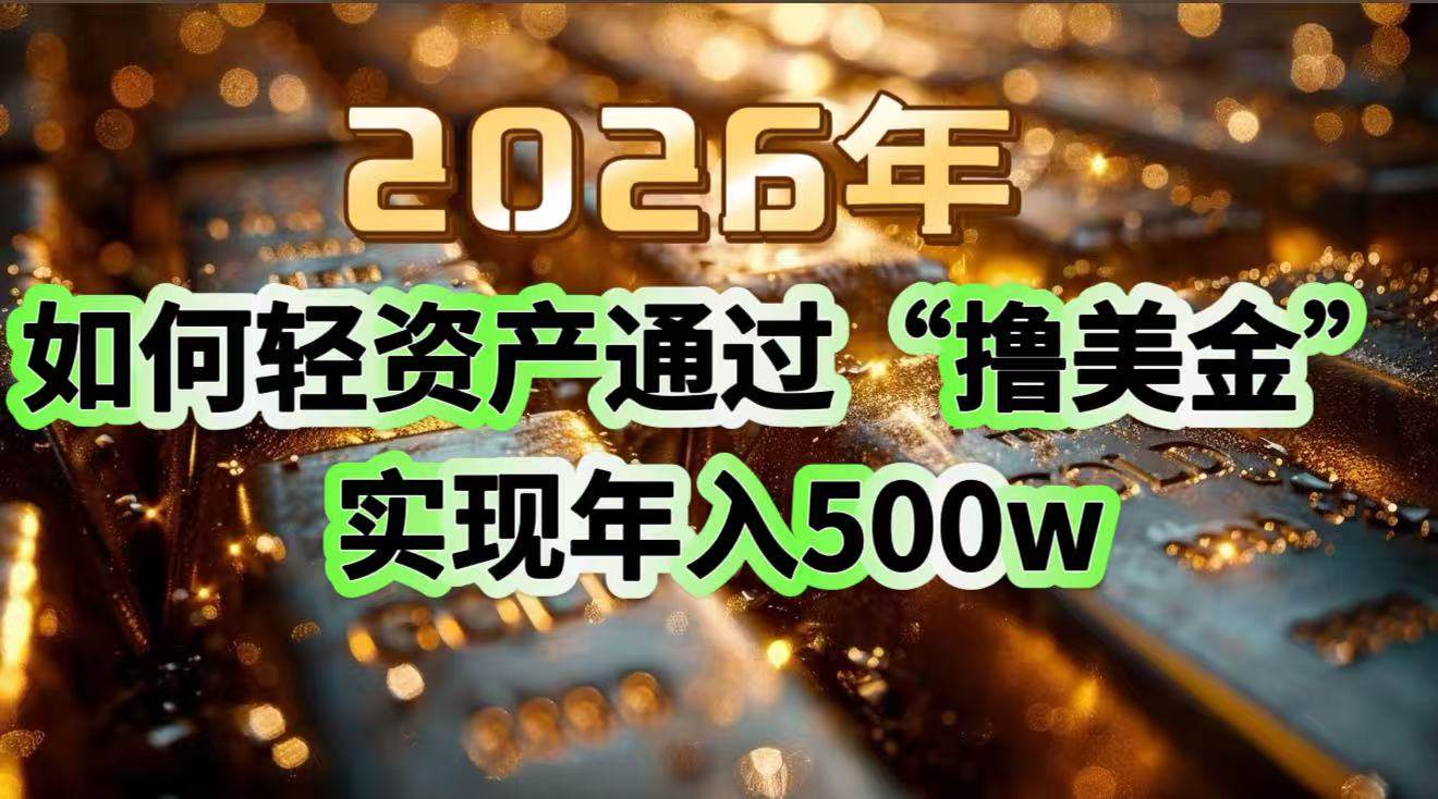 （17033期）2026年如何轻资产通过“撸美金”实现年入500w-皓哥创业笔记
