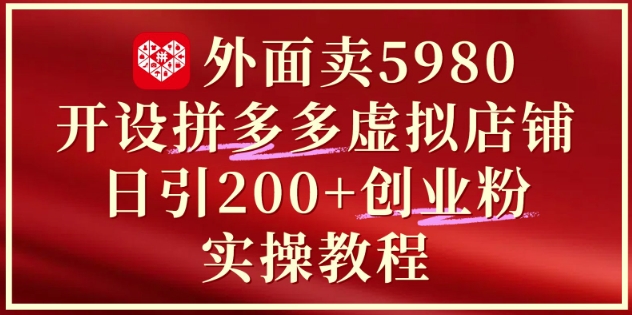外面卖5980开设拼多多虚拟店铺：单日引流200+创业付费粉实战教程-皓哥创业笔记