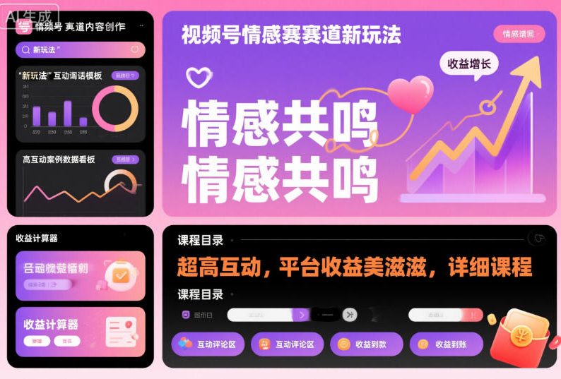 视频号情感赛道新玩法，超高互动，平台收益美滋滋，详细课程-皓哥创业笔记