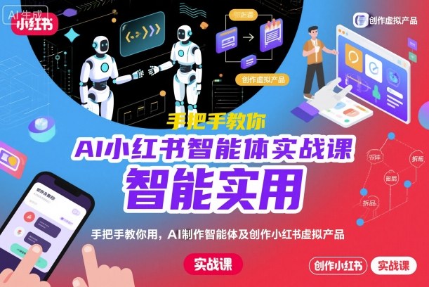 AI小红书智能体实战课，手把手教你用AI制作智能体及创作小红书虚拟产品，提效+内容商业化-皓哥创业笔记