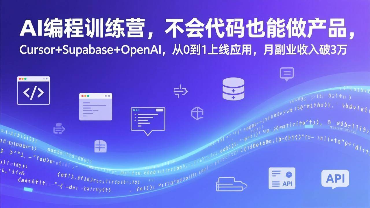 （17388期）AI编程训练营，不会代码也能做产品，Cursor+Supabase+OpenAI，从0到1上线应用，月副业收入破3万-皓哥创业笔记
