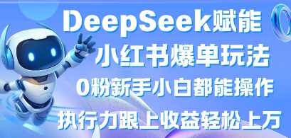 DeepSeek赋能小红书爆单玩法0粉新手小白都能操作，执行力跟上收益轻松上W，懒人勿做-皓哥创业笔记