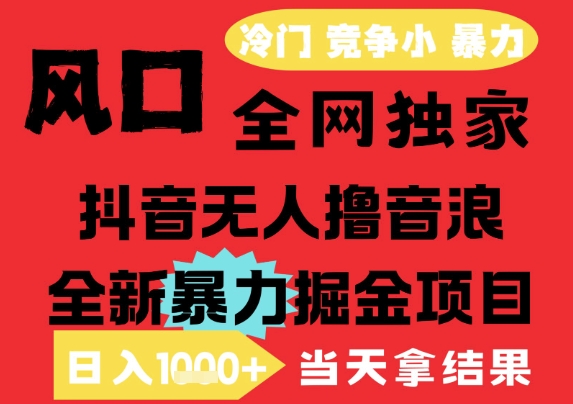 25年6月高爆抖音无人直播最新撸音浪掘金项目，解放双手小白可做，无脑日入1k+，门槛低【揭秘】-皓哥创业笔记