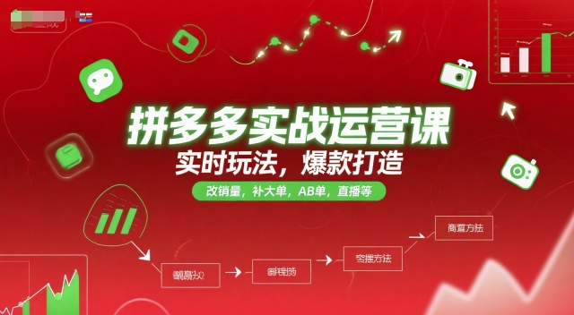 拼多多实战运营课，实时玩法，爆款打造，改销量，补大单，AB单，直播等（更新2025月）-皓哥创业笔记