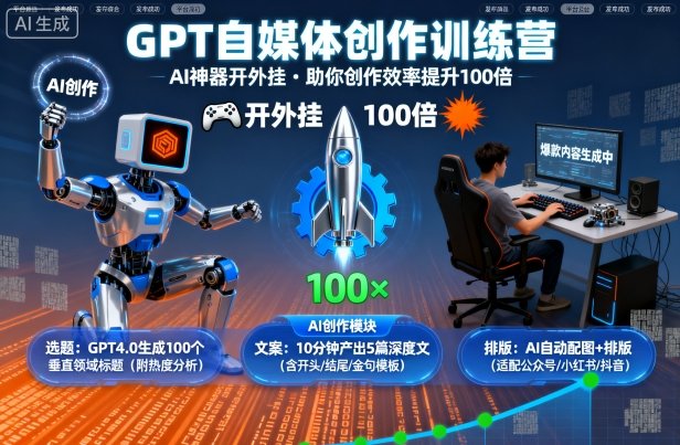 GPT自媒体创作训练营:AI神器开外挂,助你创作效率提升100倍-皓哥创业笔记