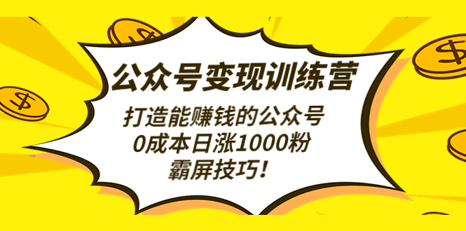 （4585期）公众号变现训练营（第3期）打造能赚钱的公众号，0成本日涨1000粉，霸屏技巧-皓哥创业笔记