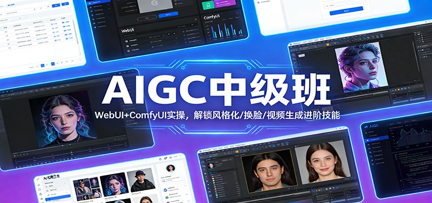 AIGC中级班：WebUI+ComfyUI实操，解锁风格化/换脸/视频生成进阶技能-皓哥创业笔记