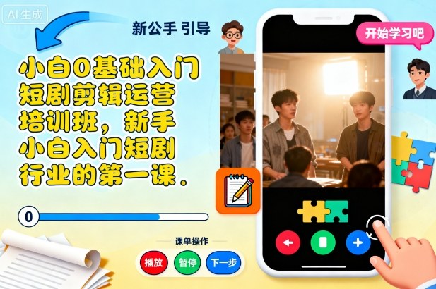 小白0基础入门短剧剪辑运营培训班，新手小白入门短剧行业的第一课-皓哥创业笔记