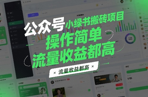 公众号小绿书搬砖项目，操作简单，流量收益都高-皓哥创业笔记