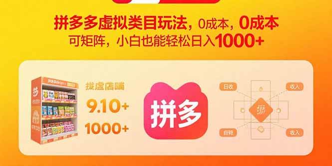 （15943期）拼多多虚拟类目玩法，0成本，可矩阵，小白也能轻松日入1000+-皓哥创业笔记