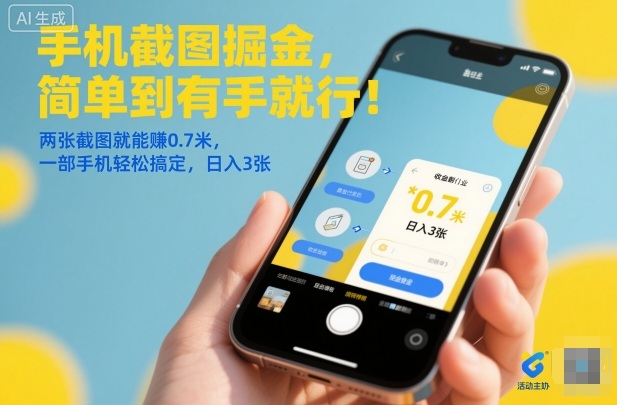 手机截图掘金,简单到有手就行!两张截图就能賺0.7米,一部手机轻松搞定,日入3张【揭秘】-皓哥创业笔记