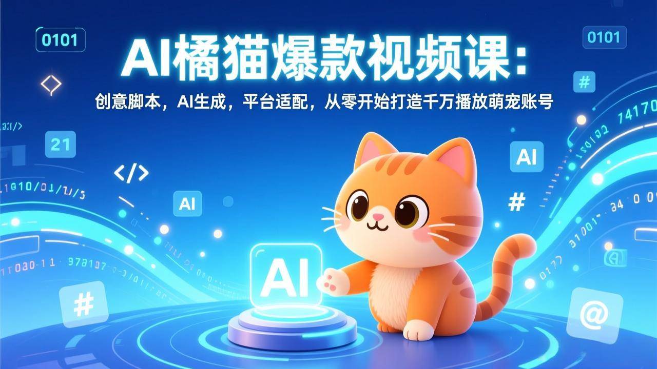 （17091期）AI橘猫爆款视频课：创意脚本，AI生成，平台适配，从零开始打造千万播放萌宠账号-皓哥创业笔记