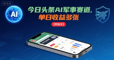 今日头条AI军事赛道，单日收益多张 ，手机可做【附指令】-皓哥创业笔记