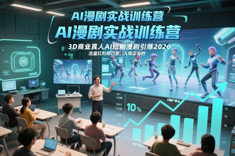 AI漫剧实战训练营，3D商业真人AI短剧漫剧引爆2026，流量红利期已至，入场正当时-皓哥创业笔记