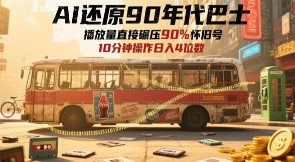 AI还原90年代巴士，一帧就让70后泪崩，播放量直接碾压90%怀旧号，每天操作十分钟，日入四位数-皓哥创业笔记