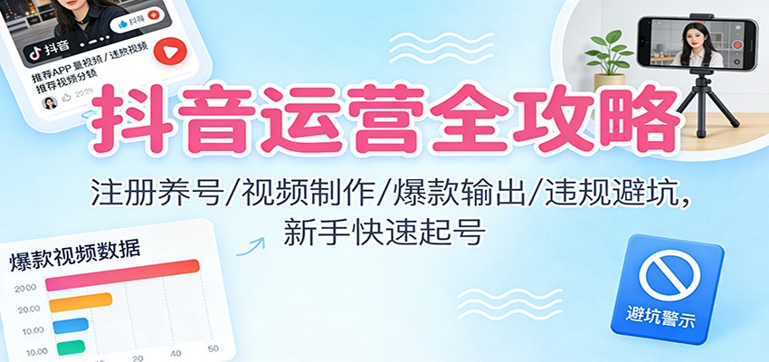 抖音运营全攻略：注册养号/视频制作/爆款输出/违规避坑，新手快速起号-皓哥创业笔记