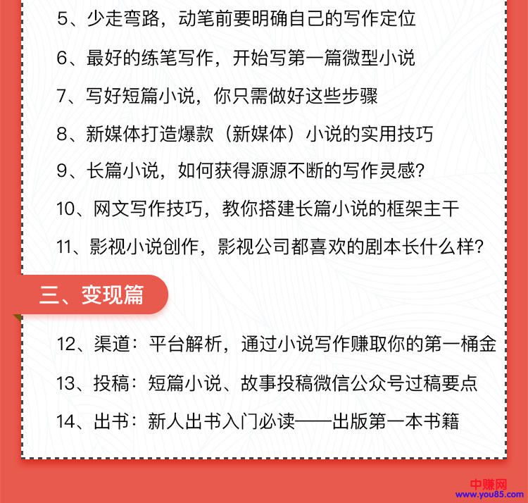 （922期）0基础小说写作培训营：从新手到网络畅销作家赚百万稿费（14节视频课）-皓哥创业笔记