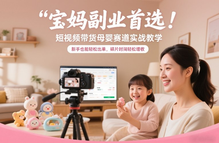 宝妈副业首选！短视频带货母婴赛道实战教学，新手也能轻松出单，碎片时间轻松增收-皓哥创业笔记