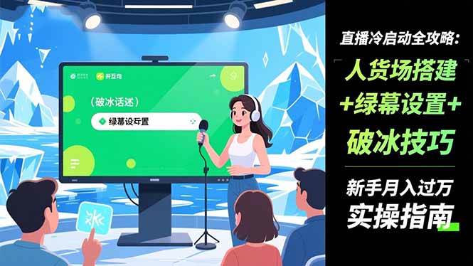 （16605期）直播冷启动全攻略:人货场搭建+绿幕设置+破冰技巧，新手月入过万实操指南-皓哥创业笔记