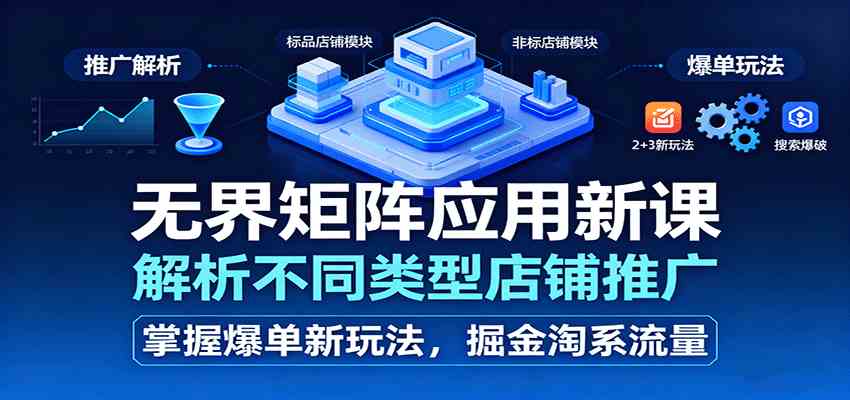 无界矩阵应用新课,解析不同类型店铺推广,掌握爆单新玩法,掘金淘系流量-皓哥创业笔记