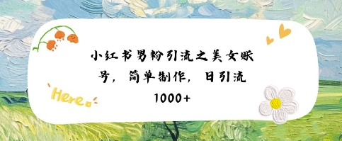 小红书男粉引流项目之美女账号6，简单制作，条条爆款原创，不违规-皓哥创业笔记