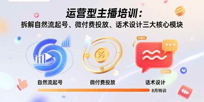 （15654期）运营型主播培训：拆解自然流起号、微付费投放、话术设计三大核心模块-8月-皓哥创业笔记