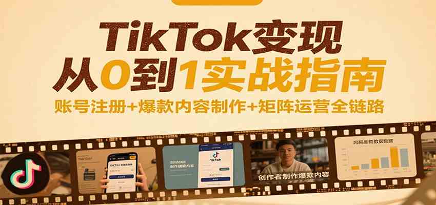 TikTok变现从0到1实战指南：账号注册+爆款内容制作+矩阵运营全链路-皓哥创业笔记